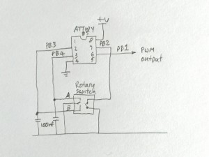 Rotary encoder and ATTiny85 Circuit diagram
